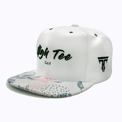 Flat Bill Hat White/Flower Print